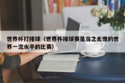 世界杯打排球（世界杯排球赛是当之无愧的世界一流水平的比赛）